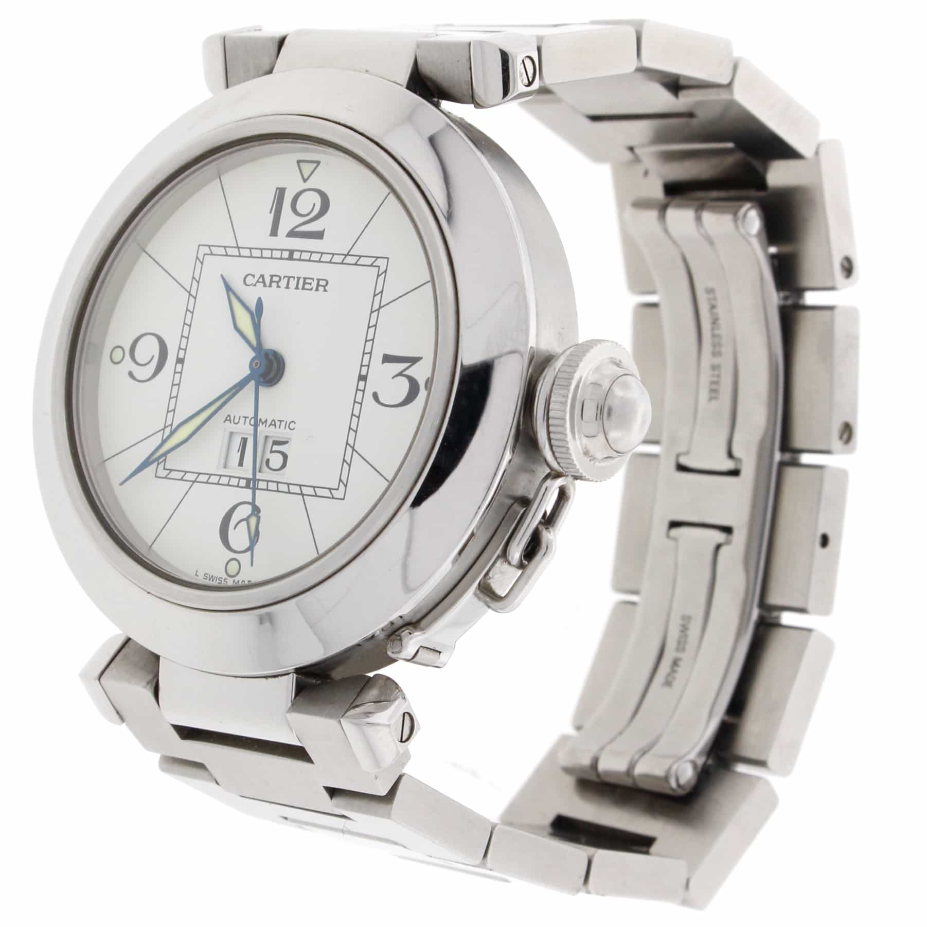 Cartier Pasha C Big Date White Dial 35MM Automatic Stainless Steel Mens Watch W31044M7 - Image 4