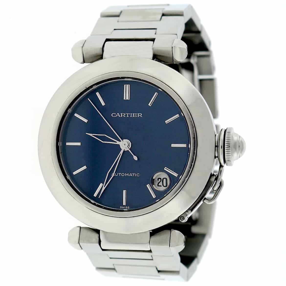 Cartier Pasha C Midsize Blue Dial 35MM Automatic Stainless Steel Watch W31014M7
