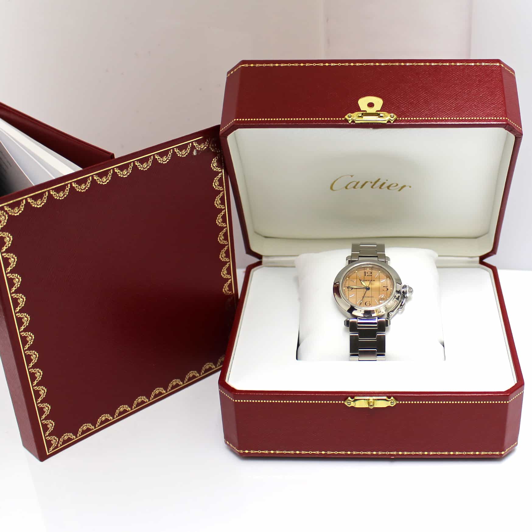 Cartier Pasha C Midsize Salmon Grid Dial 35MM Automatic Stainless Steel Watch W31023M7 - Image 3