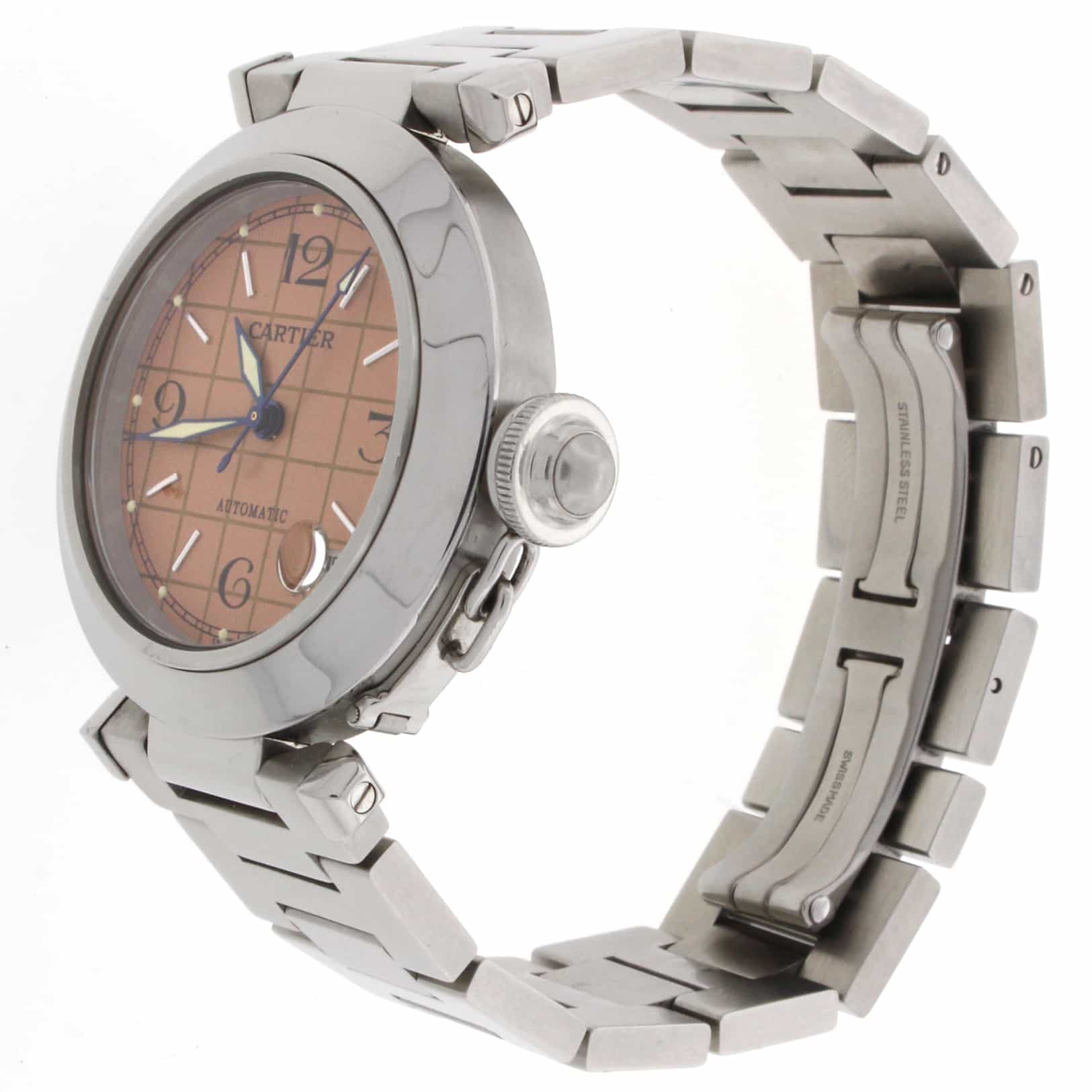 Cartier Pasha C Midsize Salmon Grid Dial 35MM Automatic Stainless Steel Watch W31023M7 - Image 5