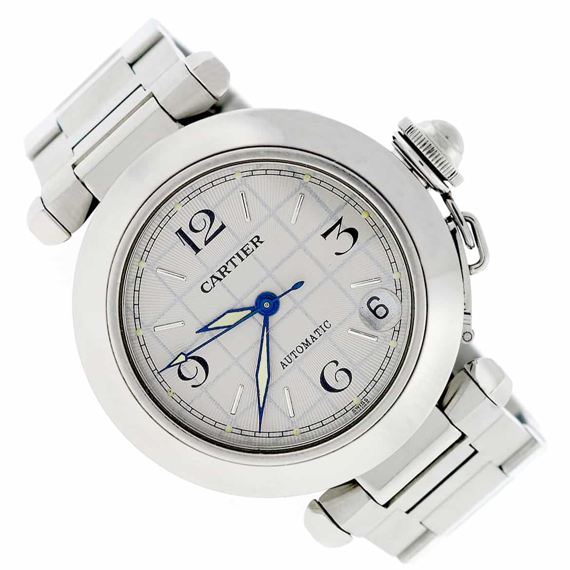 Cartier Pasha Midsize Silver Grid Dial 35MM Automatic Stainless Steel Watch W31023M7 - Image 2