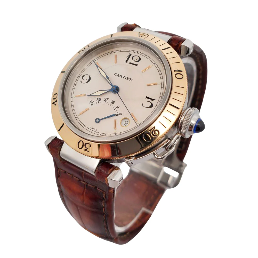 Cartier Pasha Power Reserve 38mm Cream Dial Yellow Gold and Steel Watch W3101255