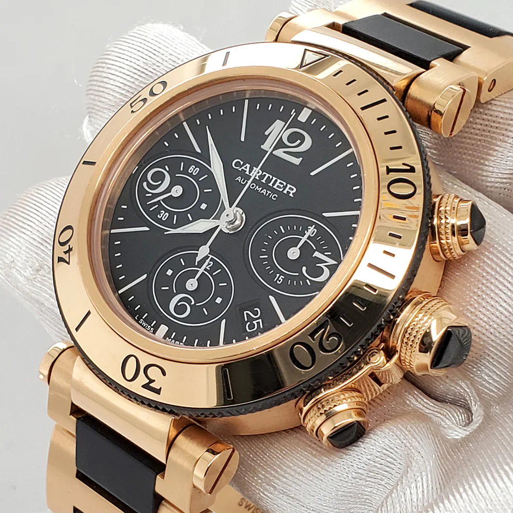 Cartier Pasha Seatimer 42mm chronograph Rose Gold/Ceramic Watch 3066