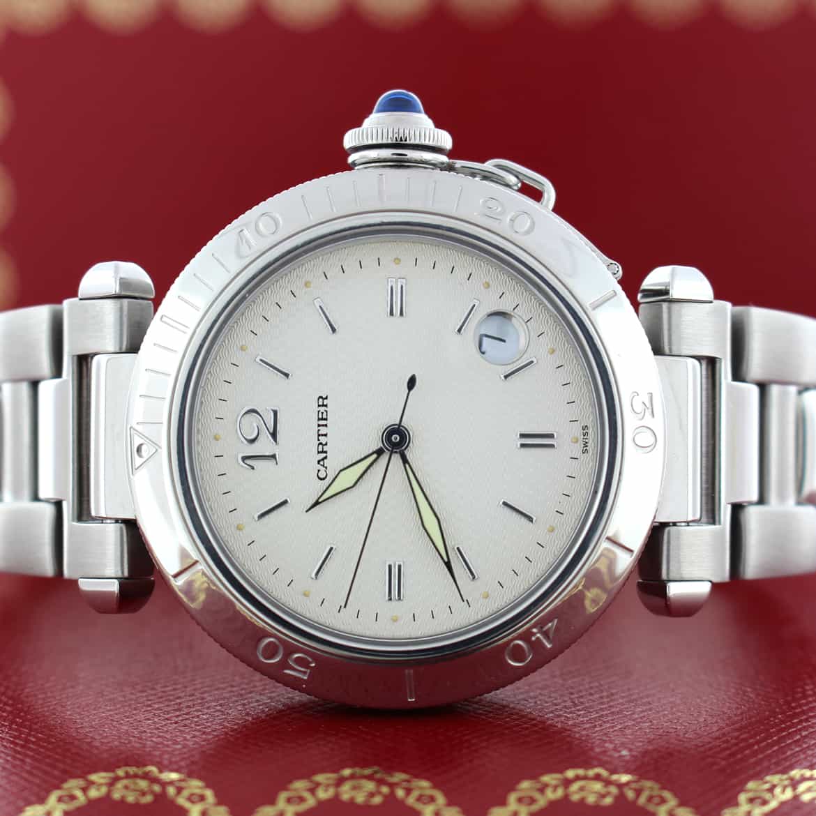 Cartier Pasha Silver Dial 38MM Automatic Stainless Steel Mens Watch 1040 - Image 2