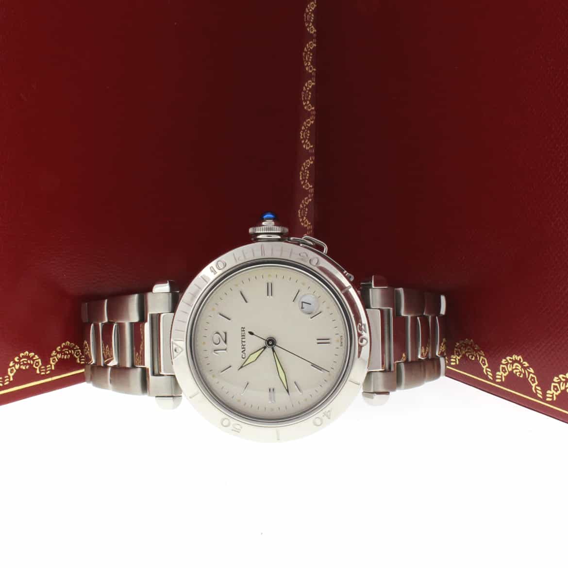 Cartier Pasha Silver Dial 38MM Automatic Stainless Steel Mens Watch 1040 - Image 3