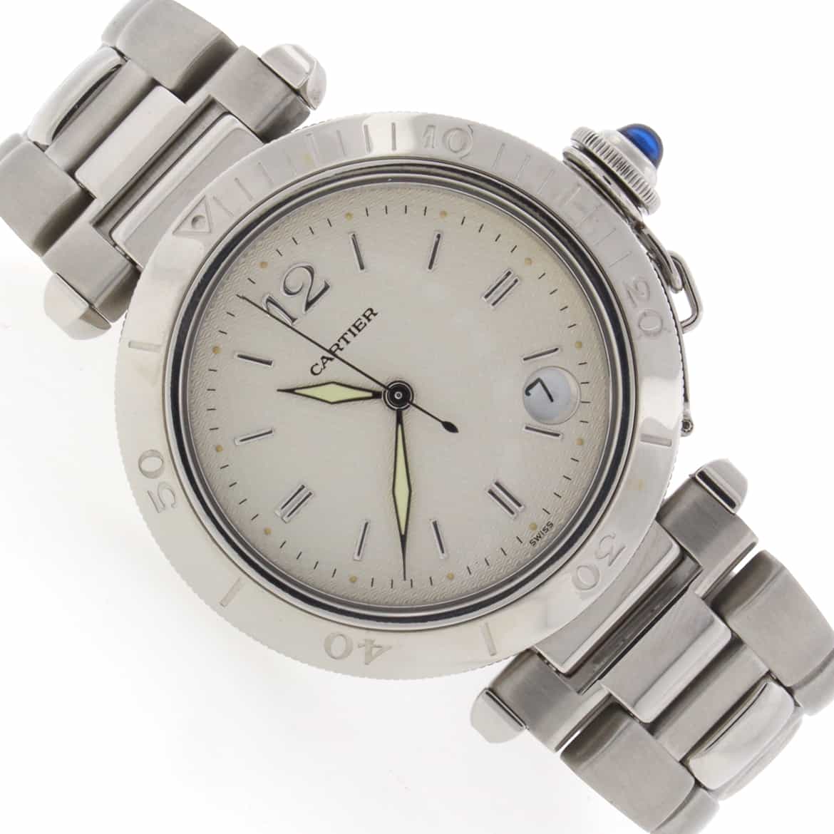 Cartier Pasha Silver Dial 38MM Automatic Stainless Steel Mens Watch 1040 - Image 4