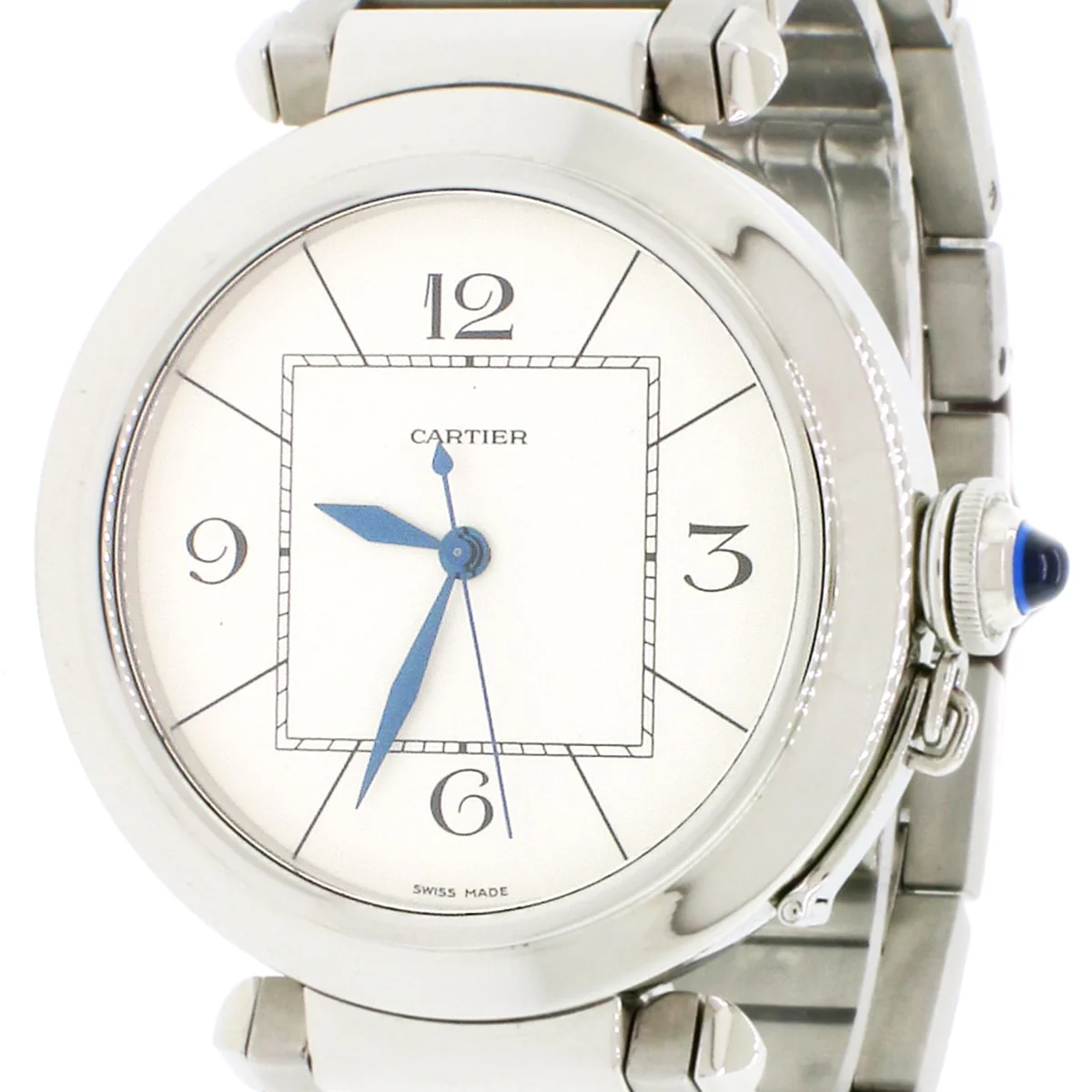 Cartier Pasha White Dial 42mm Automatic Exhibition Back Stainless Steel Watch W31072M7 w/Box&Papers - Image 3