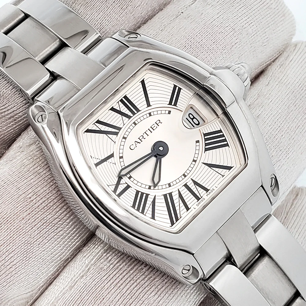 Cartier Roadster 30mm Silver Roman Dial Steel Ladies Watch W62016V3 2675 - Image 2