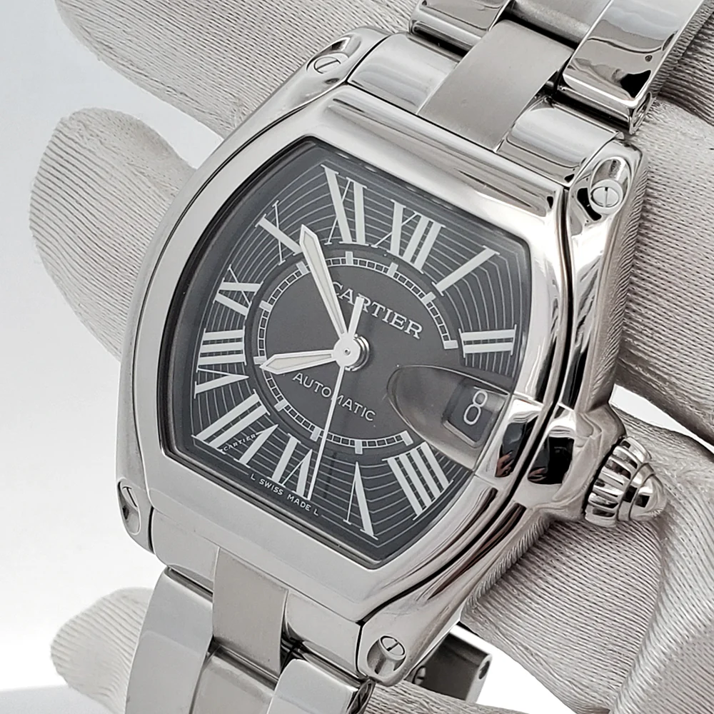 Cartier Roadster 37mm Black Roman Dial Steel Watch W62025V3 2510 Box Papers - Image 3