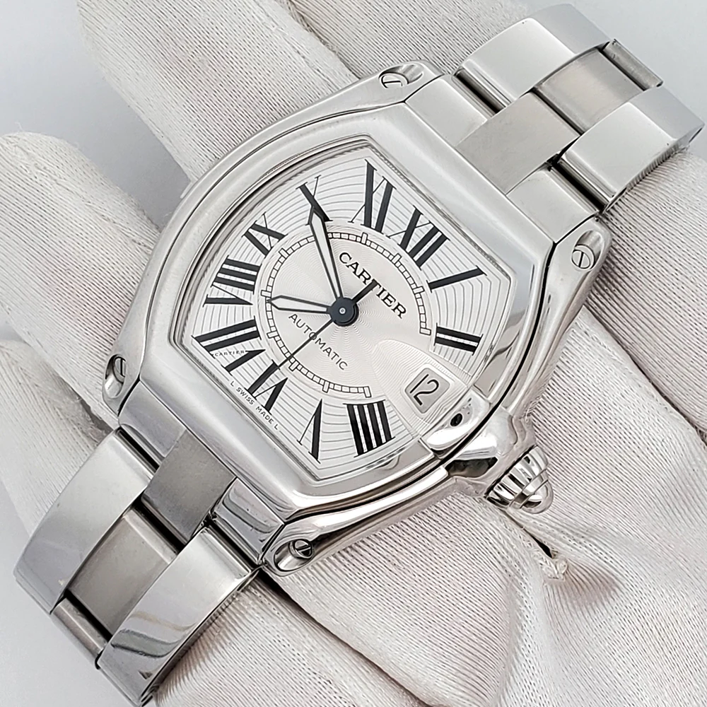 Cartier Roadster 37mm Silver Roman Dial Steel Watch W62025V3 2510 - Image 2