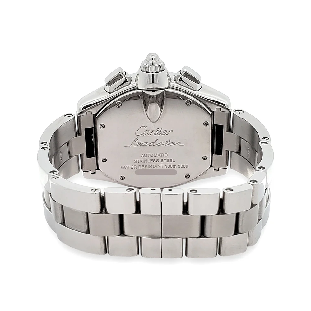 Cartier Roadster Black Roman XL Chronograph 43mm Steel Watch W62020X6 2618 - Image 4