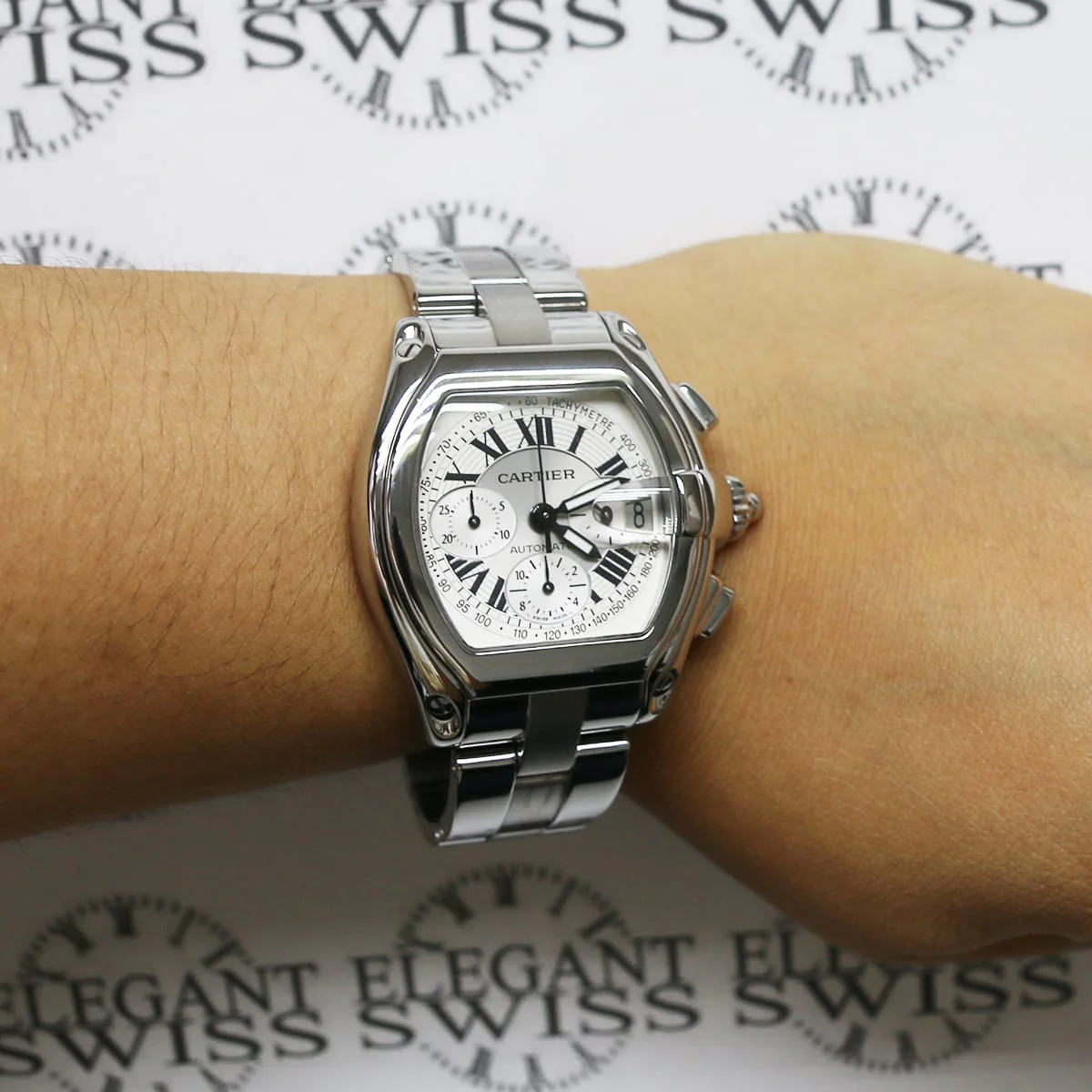 Cartier Roadster Chrono XL Factory Silver Roman Dial 43MM Automatic Stainless Steel Mens Watch W62019X6 - Image 3