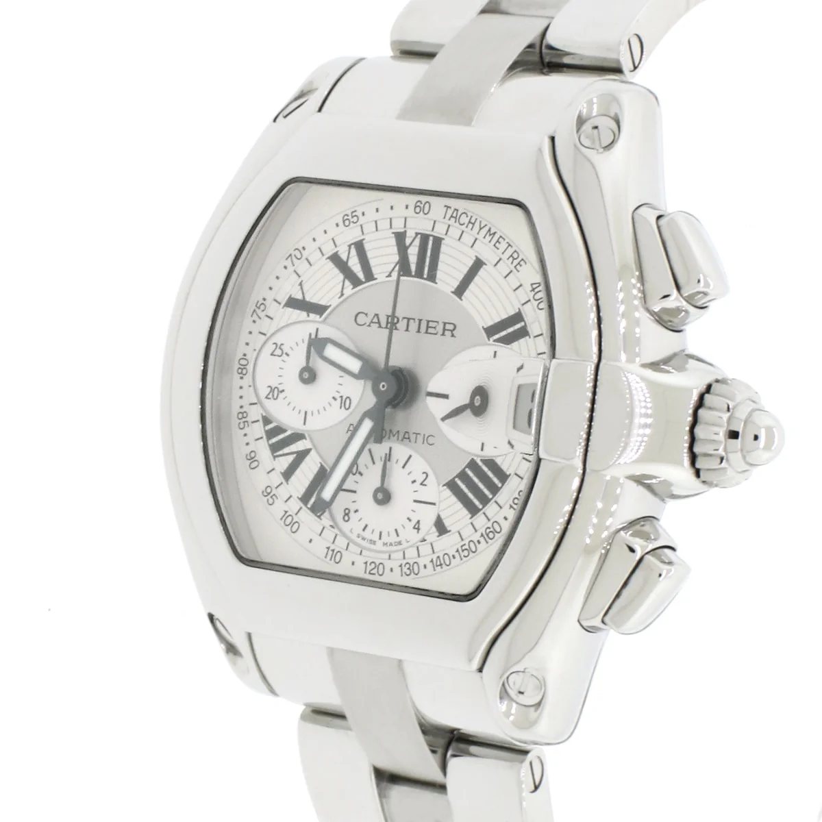 Cartier Roadster Chrono XL Factory Silver Roman Dial 43MM Automatic Stainless Steel Mens Watch W62019X6 - Image 4