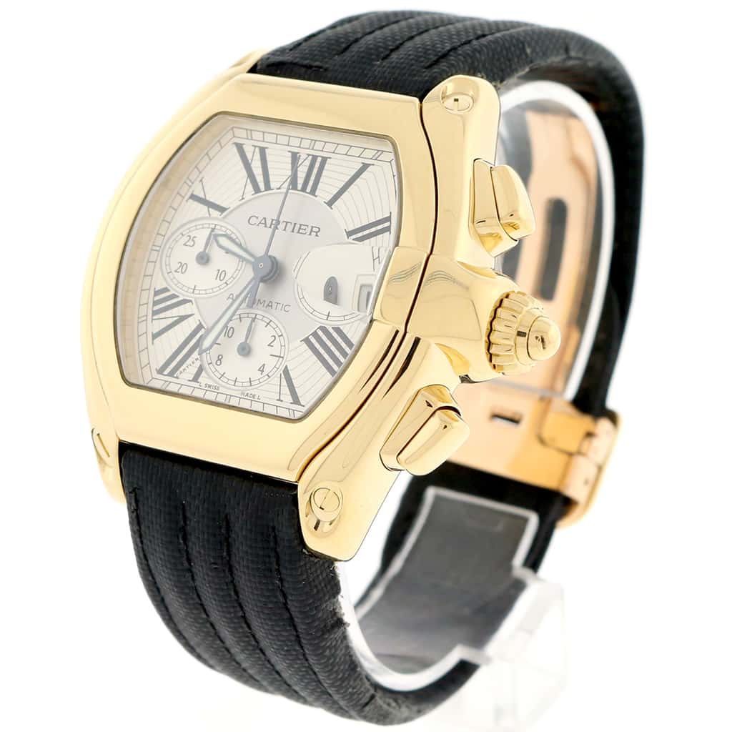Cartier Roadster Chronograph 18K Yellow Gold Extra Large 49MM Automatic Silver Roman Dial Mens Watch W62021Y2 - Image 3