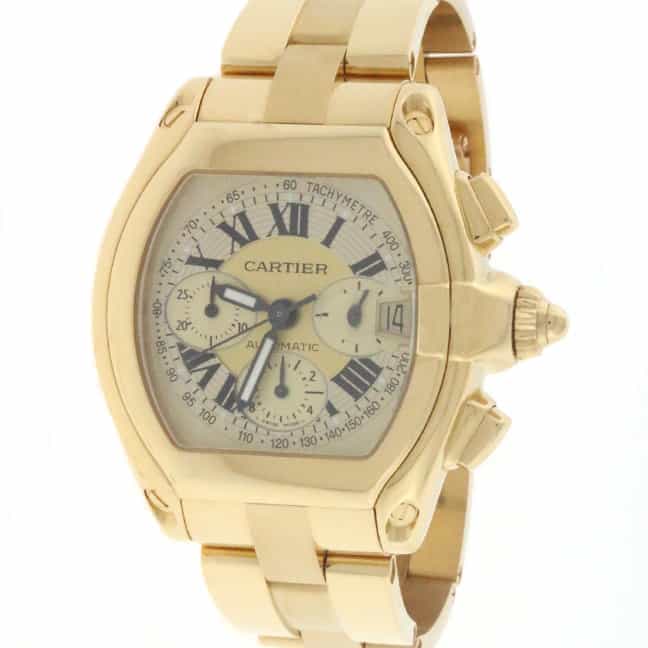 Cartier Roadster Chronograph 18K Yellow Gold Extra Large Automatic Mens Watch W62021Y2