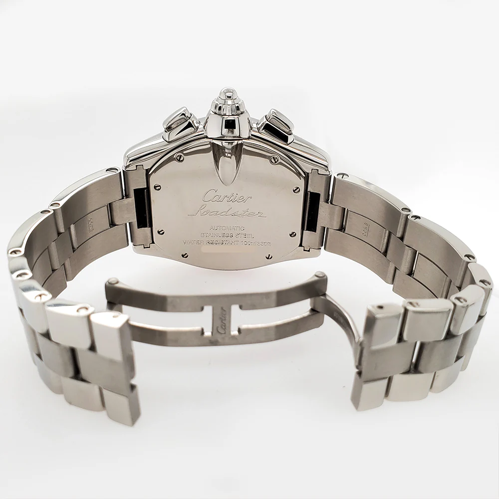 Cartier Roadster Chronograph XL 43mm Silver Roman Dial Steel Watch W62019X6 Box Papers - Image 7