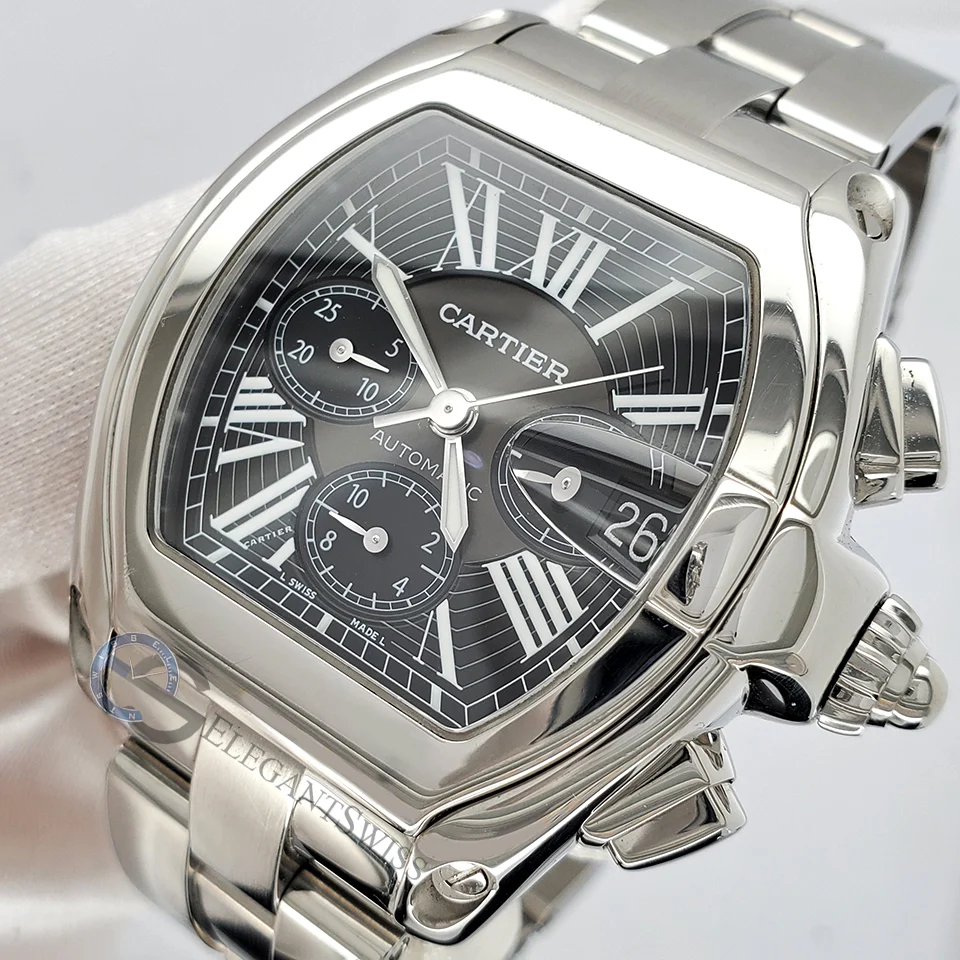 Cartier Roadster Chronograph XL 43mm Black Roman Dial Steel Watch W62020X6 - Image 2