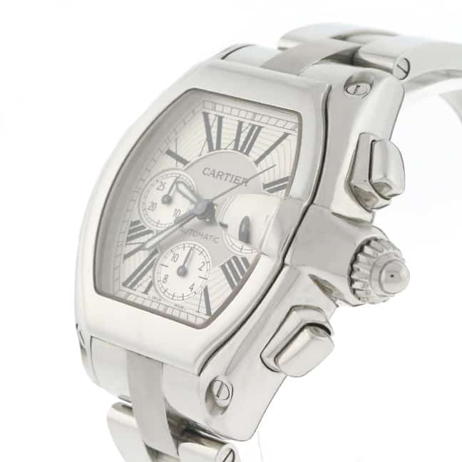 Cartier Roadster Chronograph XL Silver Roman Dial Automatic Stainless Steel Mens Watch W62019X6 - Image 3