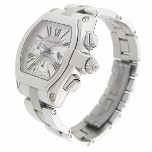 Cartier Roadster Chronograph XL Silver Roman Dial Automatic Stainless Steel Mens Watch W62019X6 - Image 4