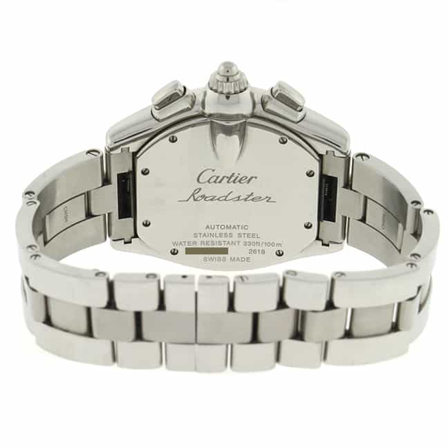 Cartier Roadster Chronograph XL Silver Roman Dial Automatic Stainless Steel Mens Watch W62019X6 - Image 6