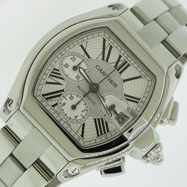 Cartier Roadster Chronograph XL Silver Roman Dial Mens Watch W62019X6 - Image 3