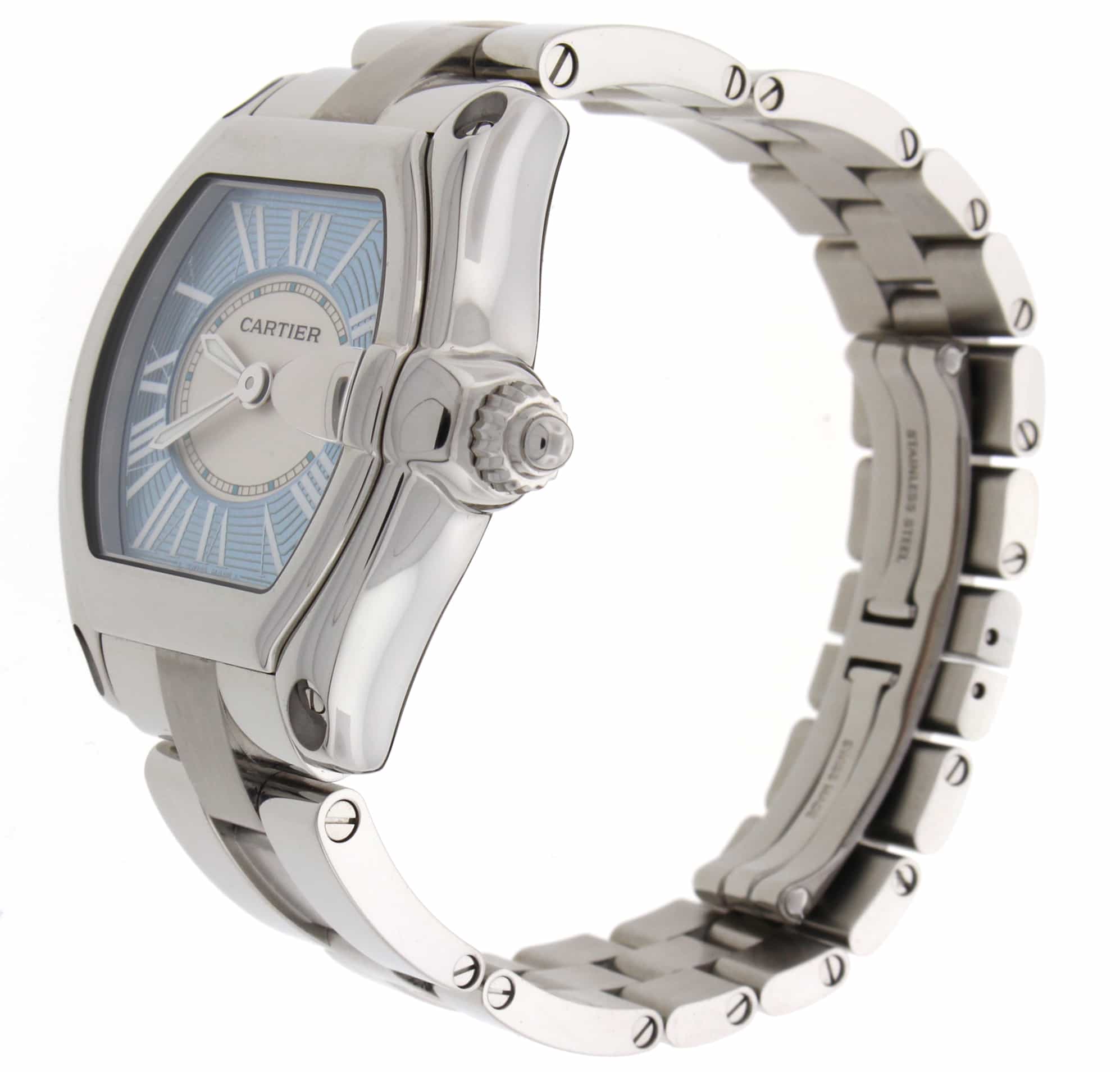 Cartier Roadster Ladies Sky Blue Dial 30MM Stainless Steel Watch W62053V3 - Image 6