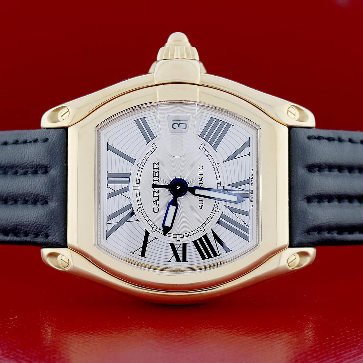 Cartier Roadster Large 18K Yellow Gold Silver Roman Dial Automatic Mens Watch W62005V1 - Image 2