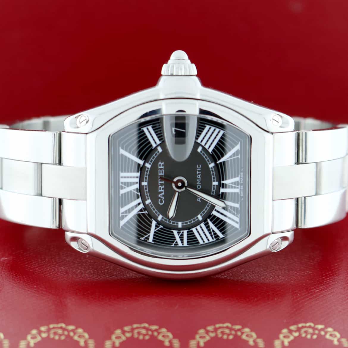 Cartier Roadster Black Roman Dial 35mm Automatic Steel Watch W62041V3 Box Papers - Image 3