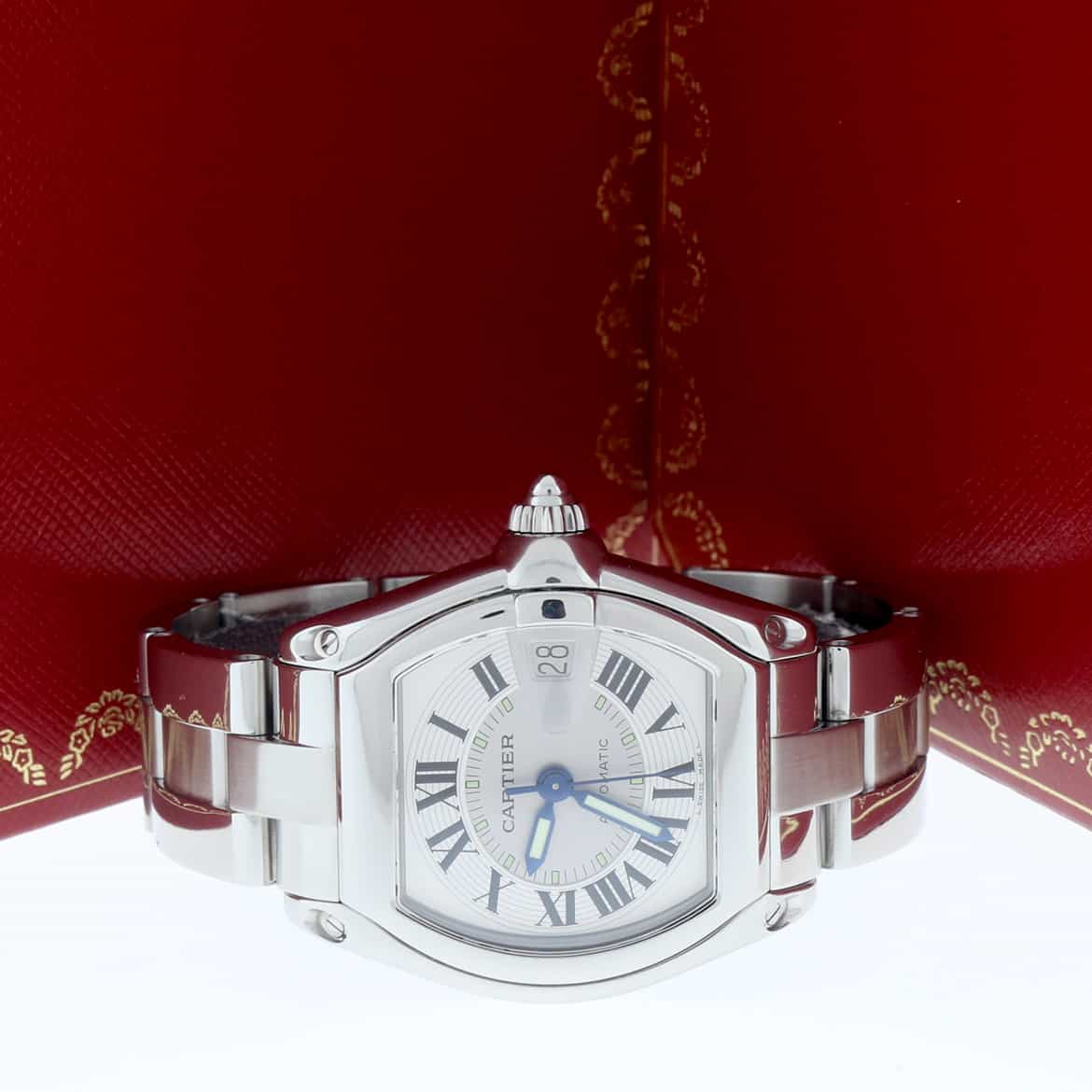 Cartier Roadster Large Silver Roman Dial Automatic Stainless Steel Mens Watch W62025V3 - Image 3