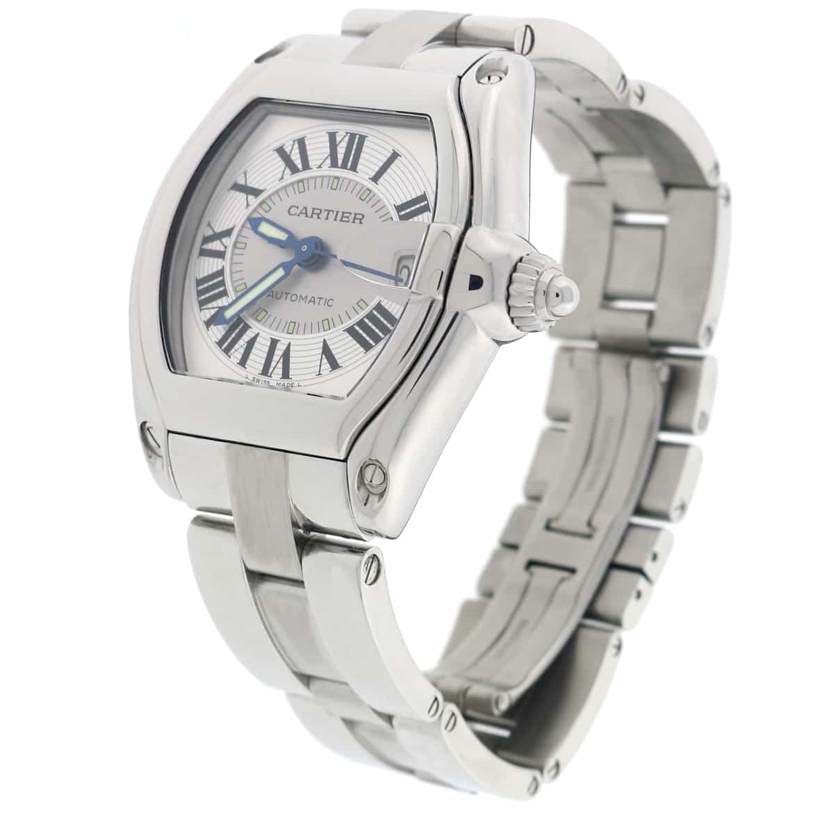 Cartier Roadster Large Silver Roman Dial Automatic Stainless Steel Mens Watch W62025V3 - Image 4