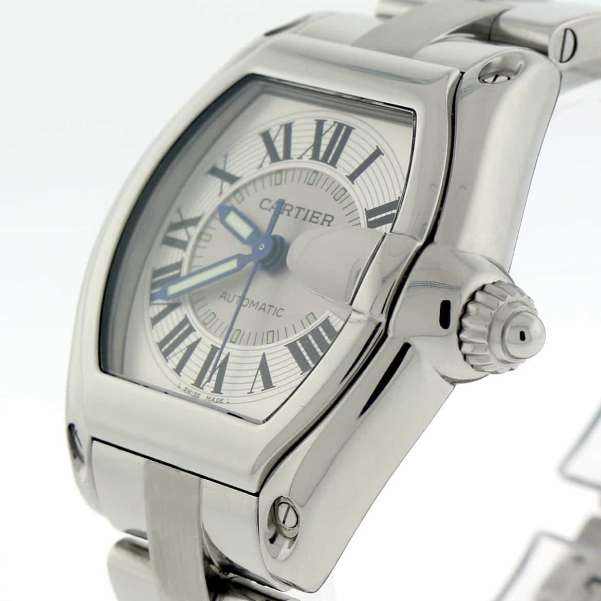 Cartier Roadster Large Silver Roman Dial Automatic Stainless Steel Mens Watch W62025V3 - Image 5
