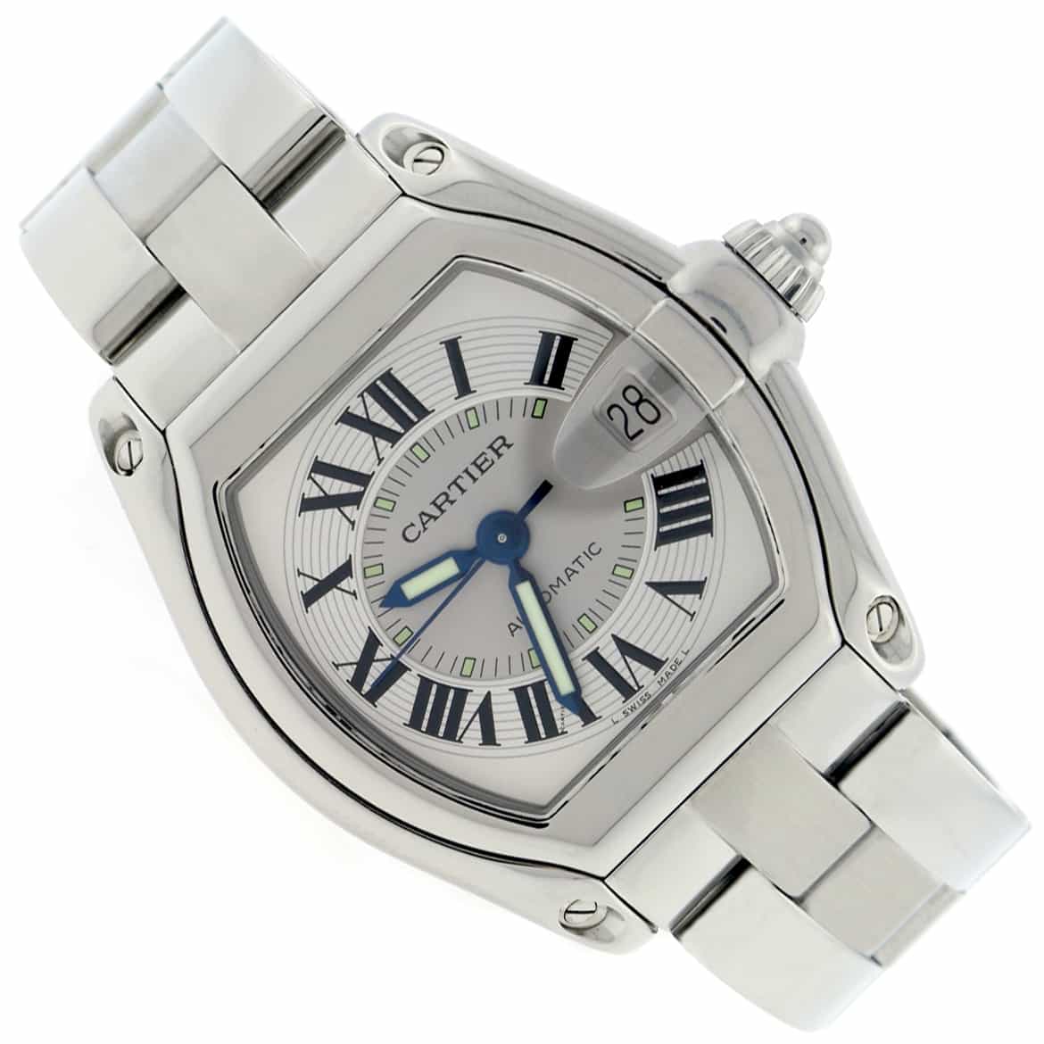 Cartier Roadster Large Silver Roman Dial Automatic Stainless Steel Mens Watch W62025V3 - Image 7