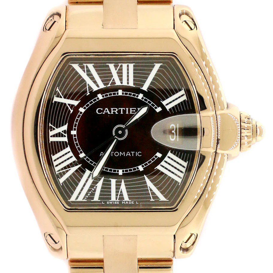 Cartier Roadster Rose Gold Watch with Walnut Burl Wood Dial/Wood and Gold Bracelet/W6206001 - Image 2