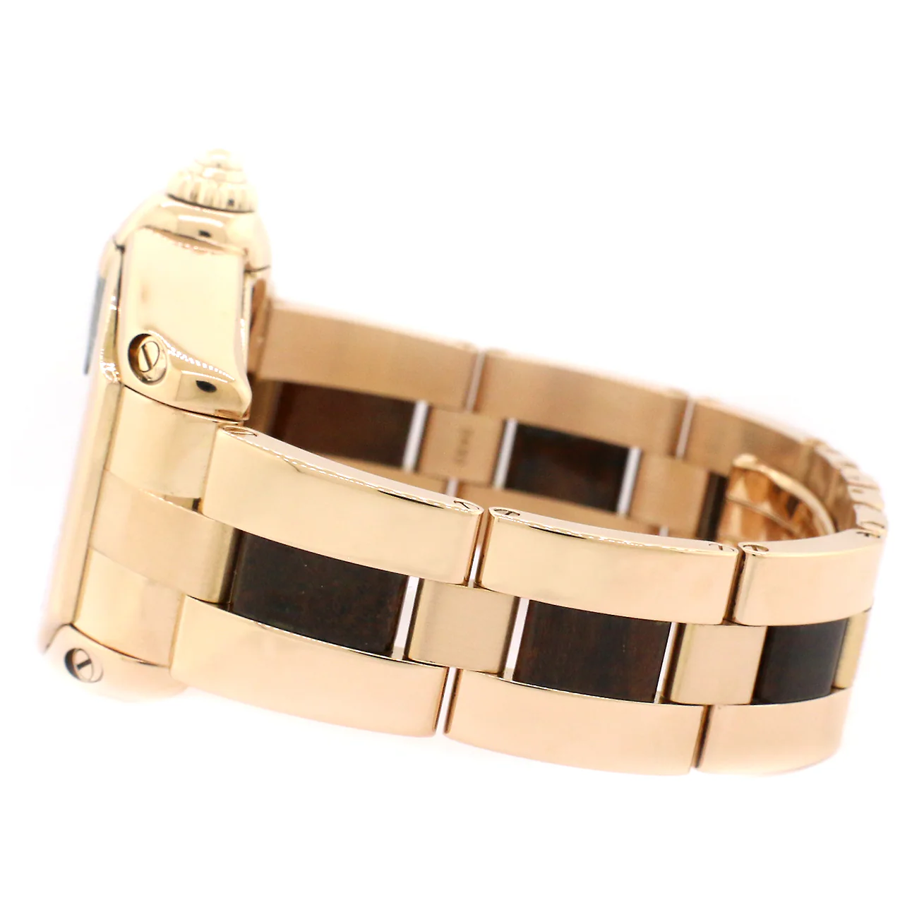 Cartier Roadster Rose Gold Watch with Walnut Burl Wood Dial/Wood and Gold Bracelet/W6206001 - Image 4