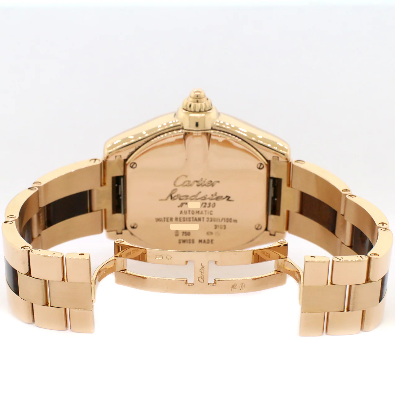 Cartier Roadster Rose Gold Watch with Walnut Burl Wood Dial/Wood and Gold Bracelet/W6206001 - Image 7
