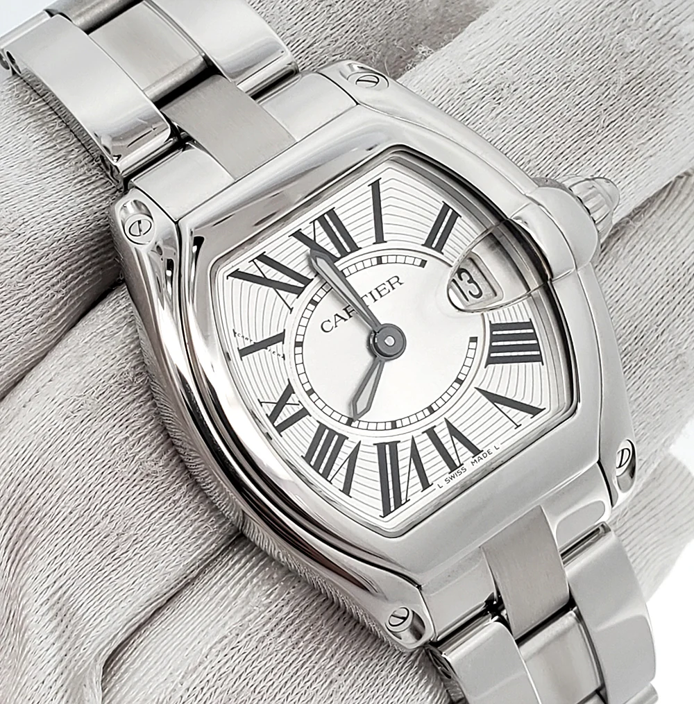 Cartier Roadster Silver 30mm Roman Dial Stainless Steel Ladies Watch W62016V3 2675 - Image 3