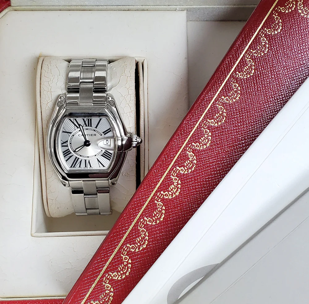 Cartier Roadster Silver 30mm Roman Dial Steel Ladies Watch W62016V3 2675