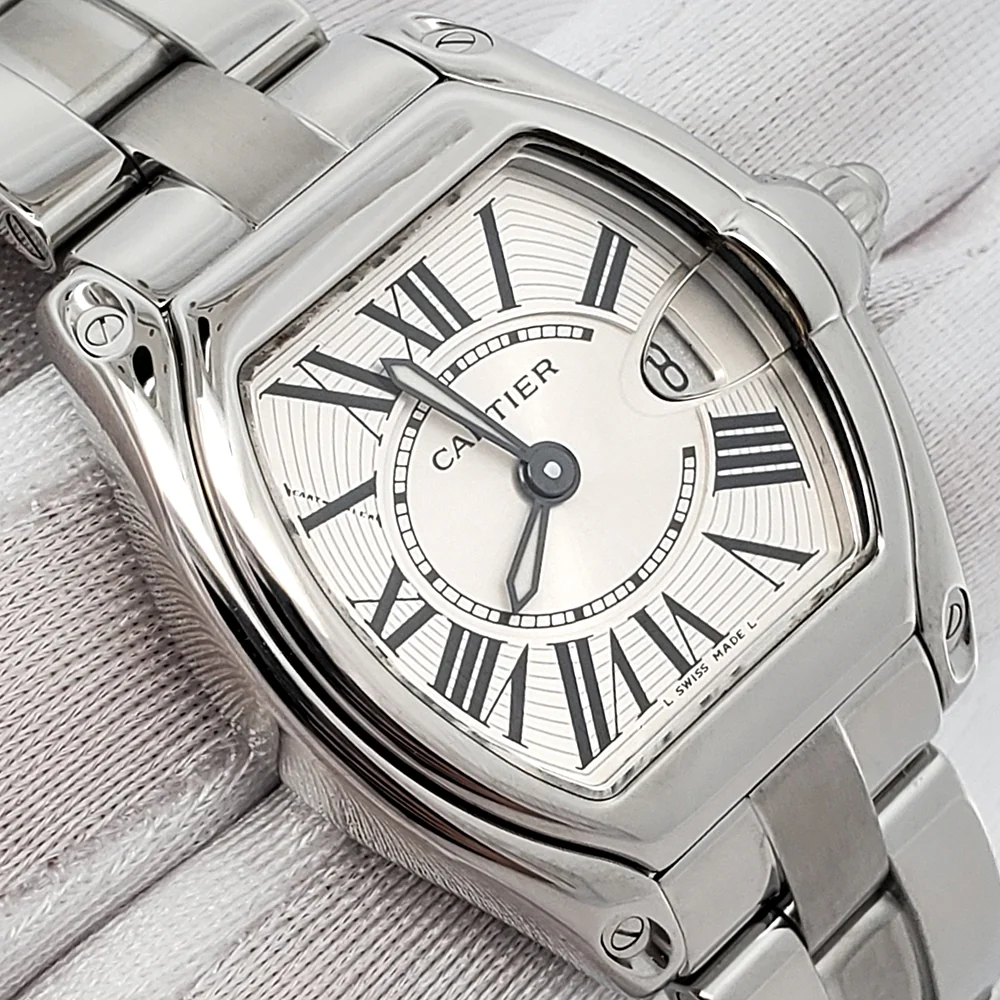 Cartier Roadster Silver 30mm Roman Dial Steel Ladies Watch W62016V3 2675 - Image 3
