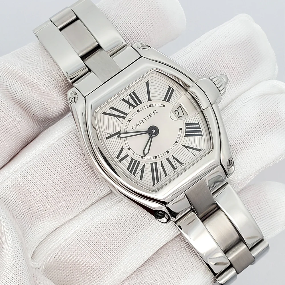 Cartier Roadster Silver 30mm Roman Dial Steel Ladies Watch W62016V3 2675 - Image 3