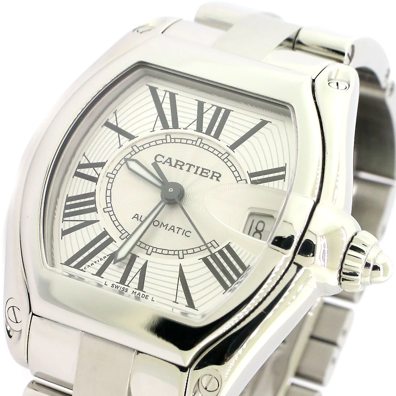 Cartier Roadster Silver Guilloché 36mm Stainless Steel Watch - Image 2