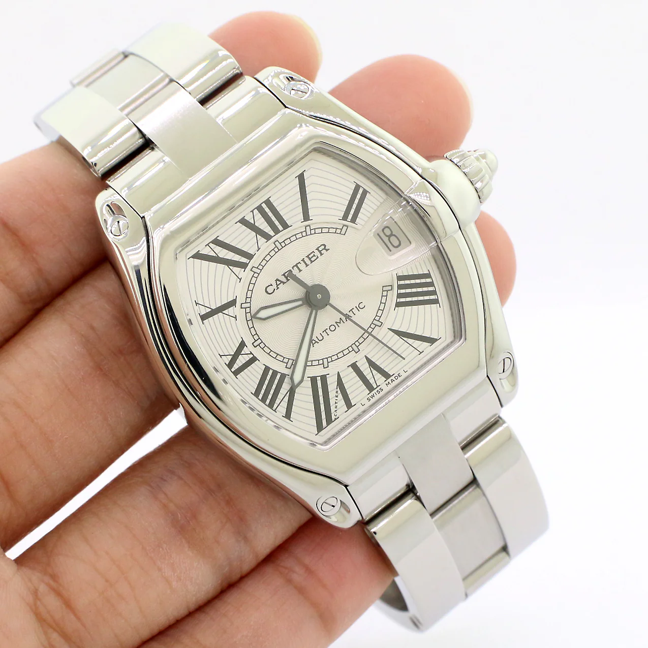 Cartier Roadster Silver Guilloché 36mm Stainless Steel Watch - Image 3