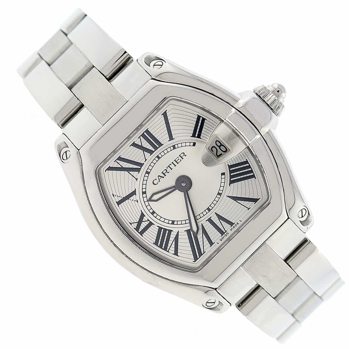 Cartier Roadster Silver Sunray Roman Dial Stainless Steel Ladies Watch W62016V3 - Image 4