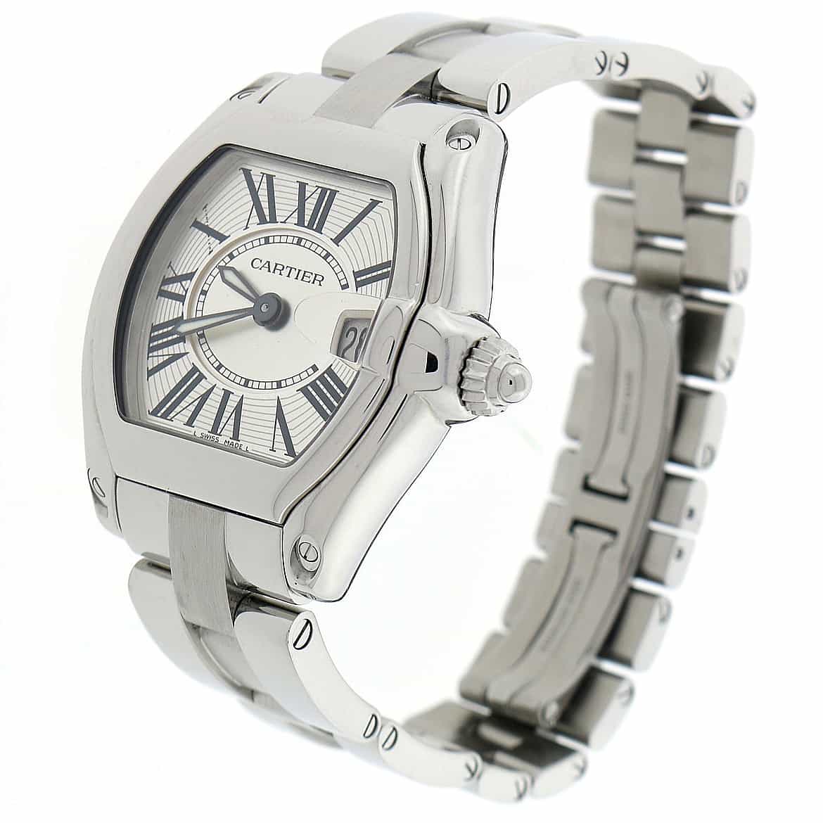 Cartier Roadster Silver Sunray Roman Dial Stainless Steel Ladies Watch W62016V3 - Image 7