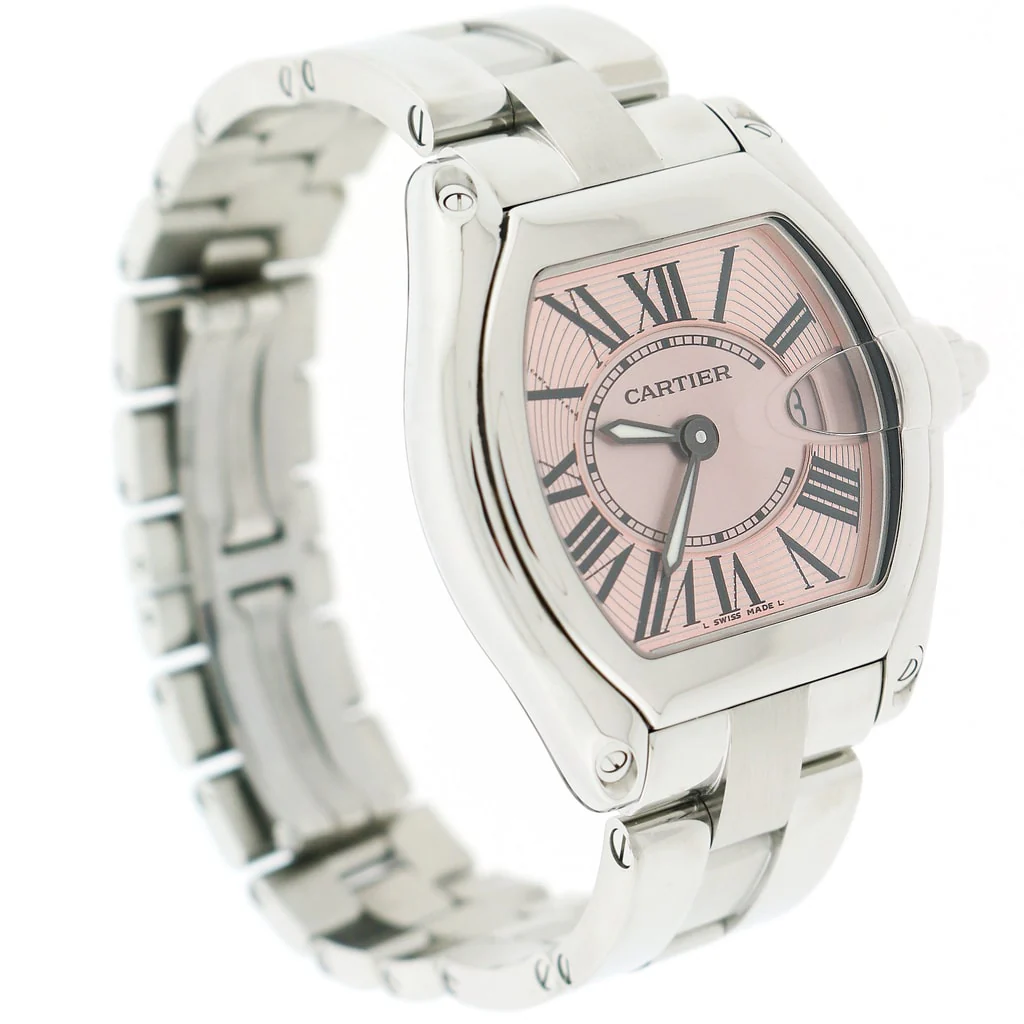 Cartier Roadster Small Pink Sunray Roman Dial 30MM Stainless Steel Ladies Watch W62017V3 - Image 3