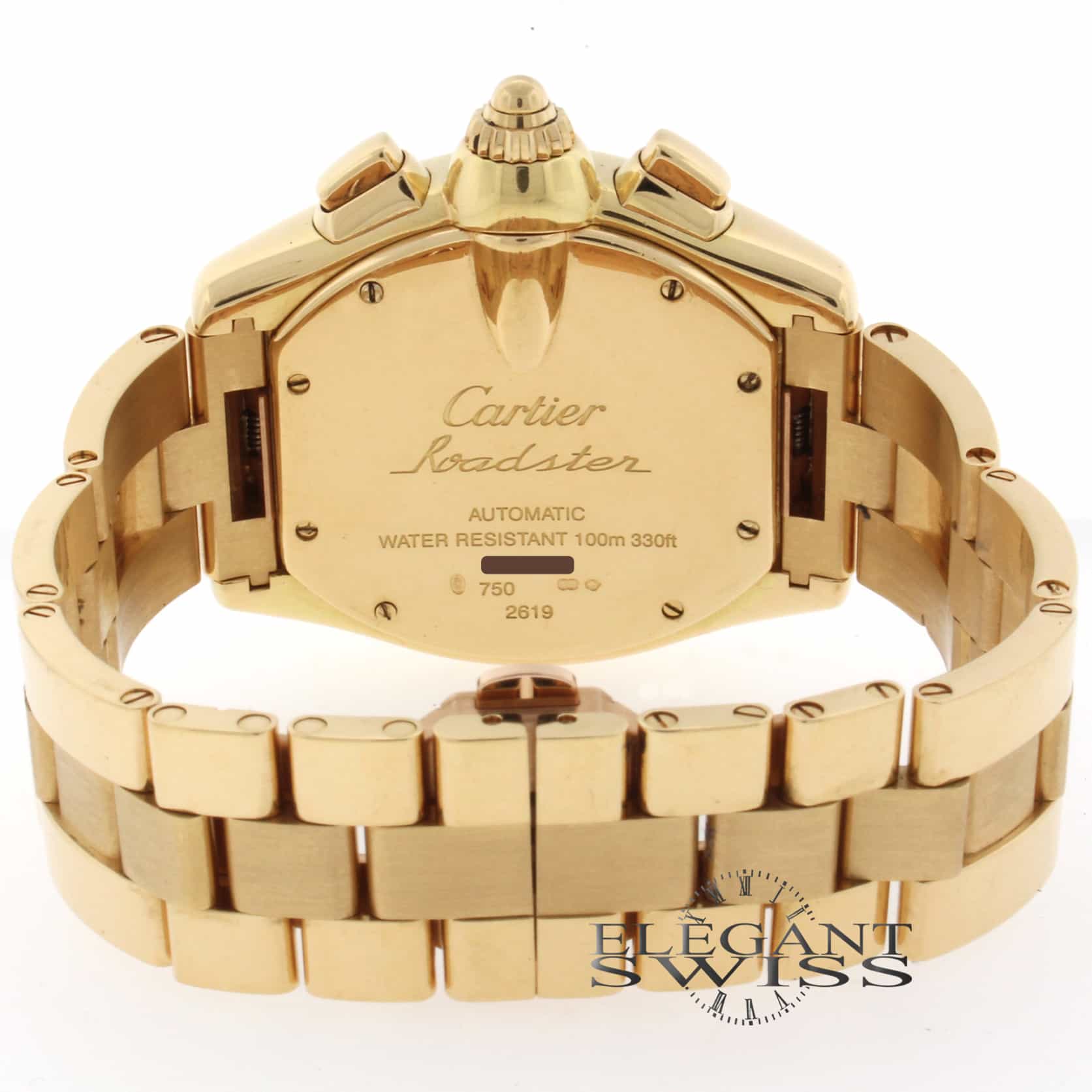 Cartier Roadster XL 18K Yellow Gold Chronograph White Dial Automatic Mens Watch 2619 - Image 8