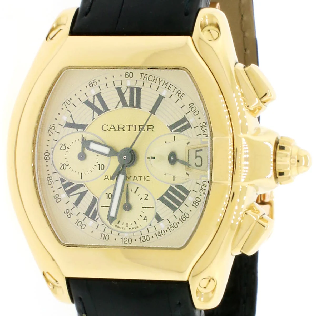 Cartier Roadster XL Chronograph 18K Yellow Gold Automatic Mens Watch 2619 Box Papers - Image 3