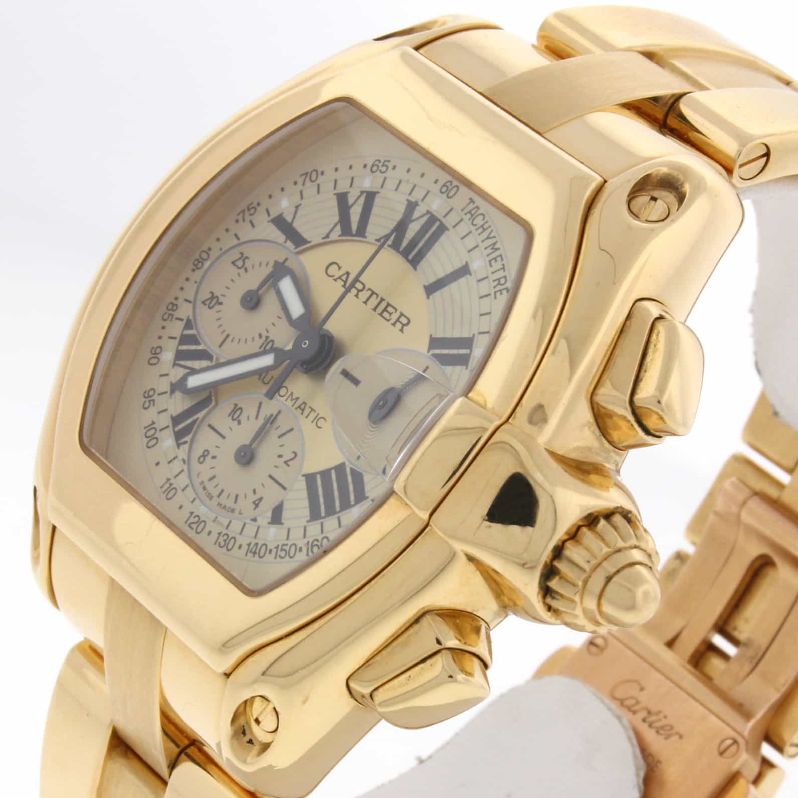Cartier Roadster XL Chronograph 18K Yellow Gold Automatic Mens Watch 2619 - Image 4