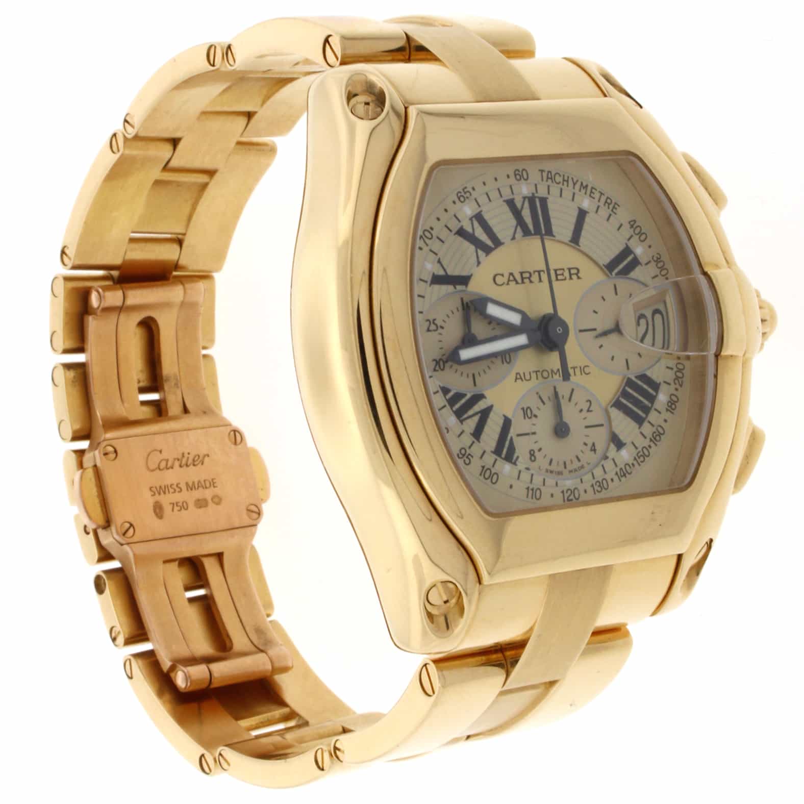 Cartier Roadster XL Chronograph 18K Yellow Gold Automatic Mens Watch 2619 - Image 6
