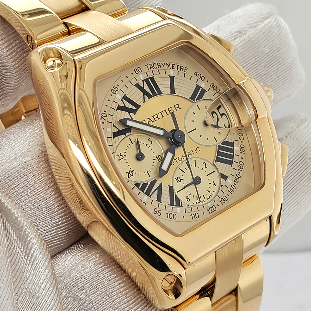 Cartier Roadster XL Chronograph 43mm Champagne Dial 18K Yellow Gold Watch 2619 - Image 2