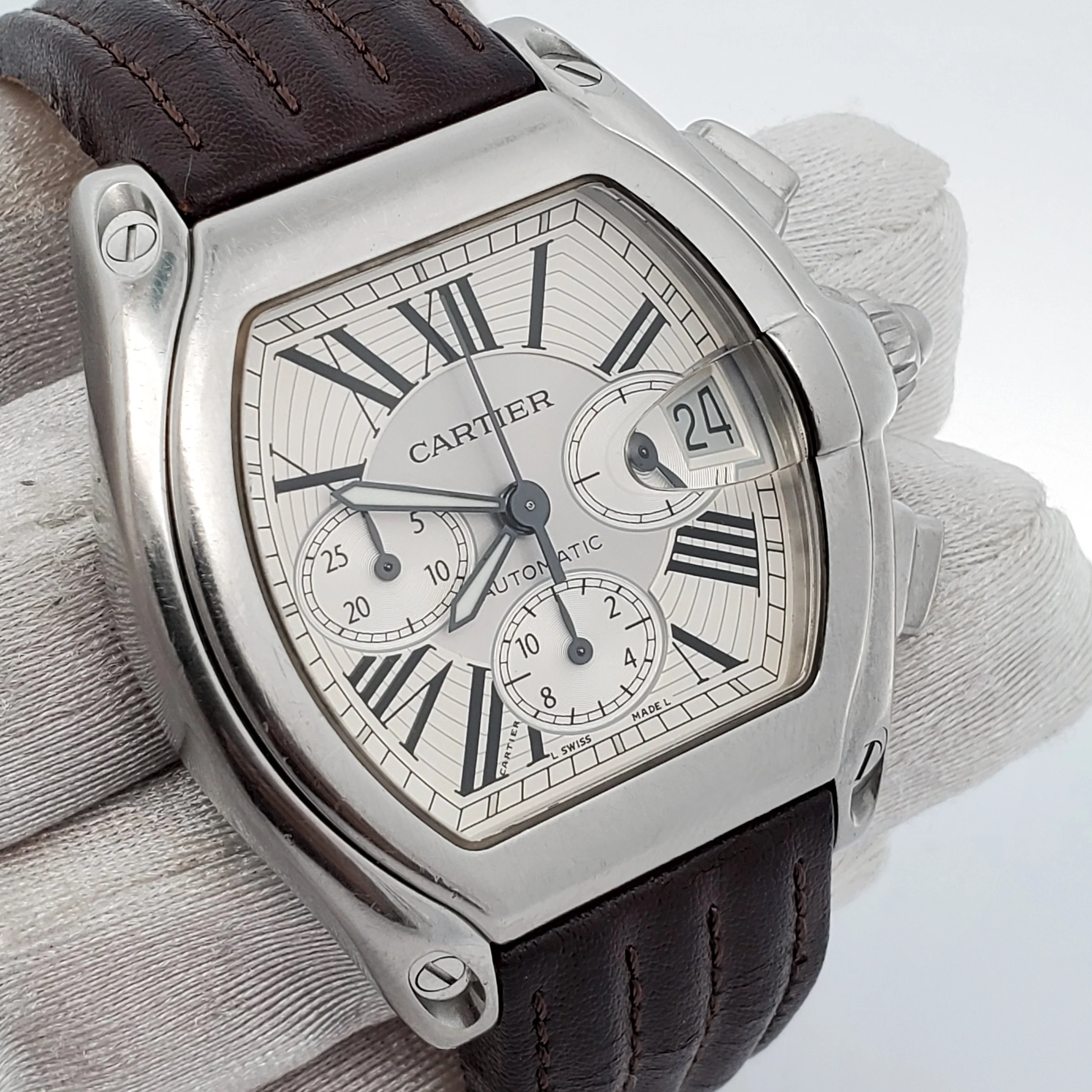 Cartier Roadster XL Chronograph 43mm Silver Dial Stainless Steel Watch 2618 - Image 2